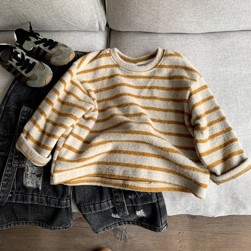 Striped knitted sweater t-shirt baby girl sweater