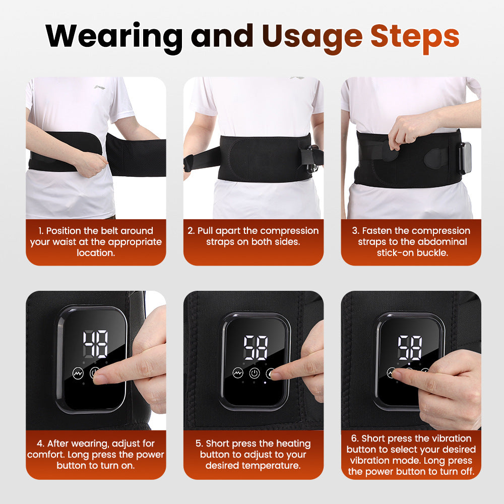 Heated Waist Belt with Electric Vibration Massage, Warmth-Keeping Support Belt