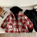 Cotton lined hooded plaid coat