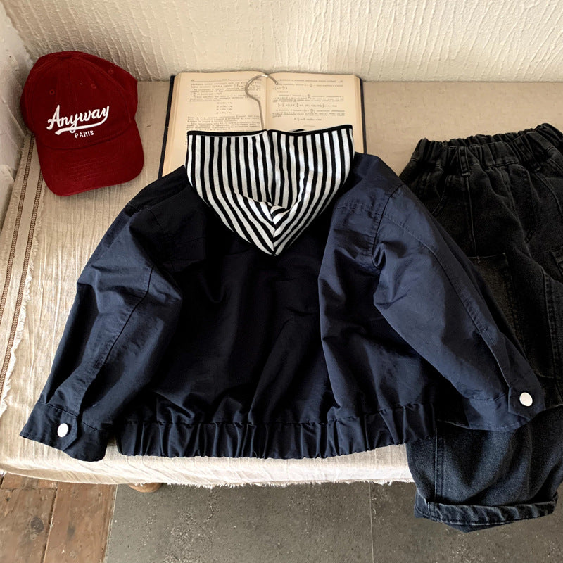 Men's spring and autumn casual loose standing collar jacket