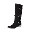Fashion Winter High Heel Chunky Heel  Belt Buckle Suede Over-the-Knee Women's Boots Made to order, ships in 7 days