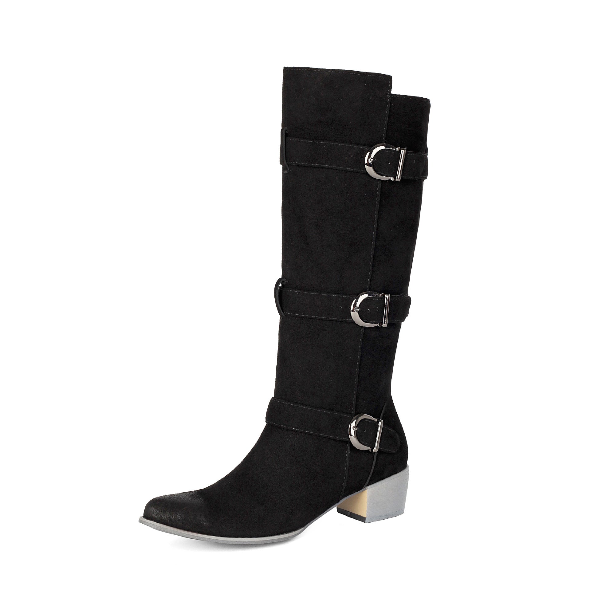 Fashion Winter High Heel Chunky Heel  Belt Buckle Suede Over-the-Knee Women's Boots Made to order, ships in 7 days