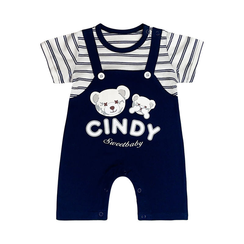 Short Sleeve Romper for Boys, Fake Overalls, Cute and Stylish