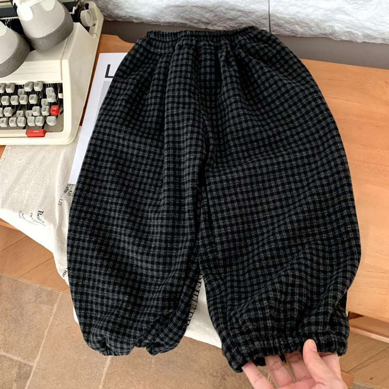 Boys' autumn and winter pants with thickened fleece