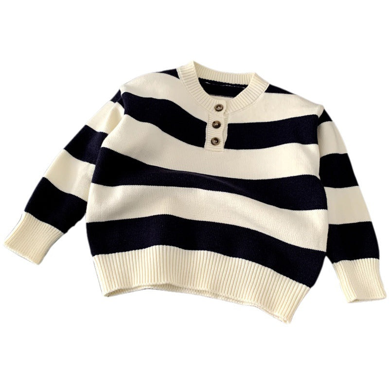 Children's striped pullover knitted sweater for girls