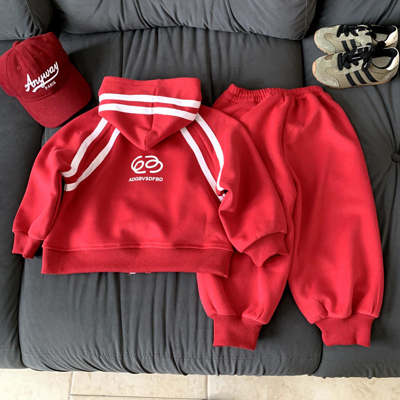 Red leisure sports two-piece set