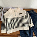 Children's striped top with lapel for children