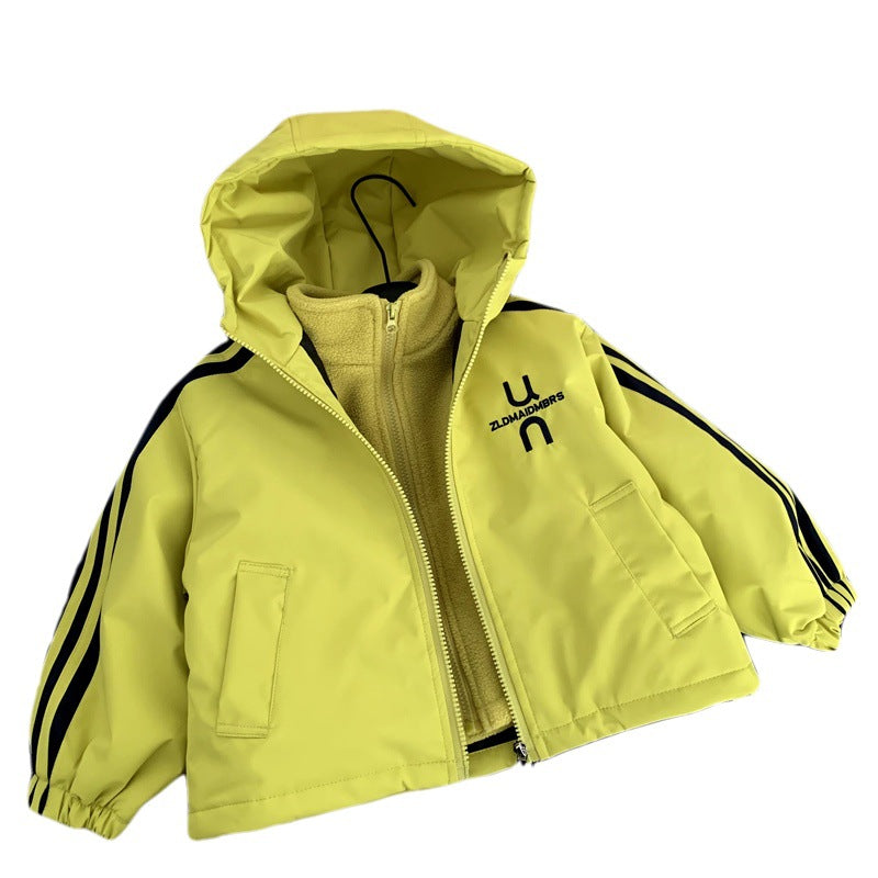 Children's Velvet Charge Coat 3-in-1 Boys' Autumn/Winter Cotton Jacket