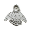 Girls' Dress Set with Hooded Sweatshirt, Puff Pumpkin Skirt Pants, Terry Cloth Shorts Dress