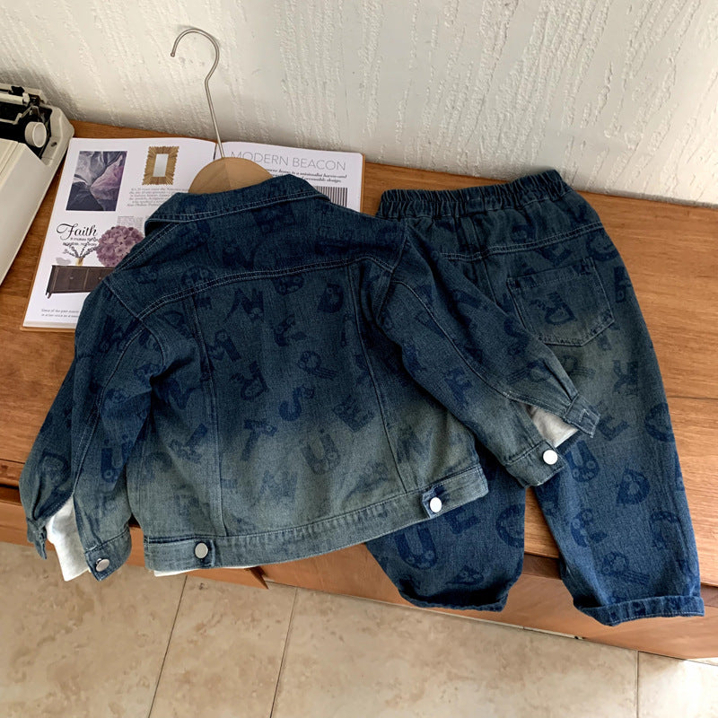 Cowboy two-piece set for boys in spring and autumn styles