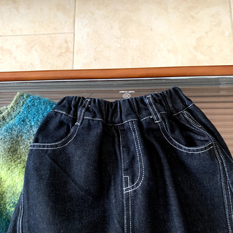 Children's versatile original color jeans
