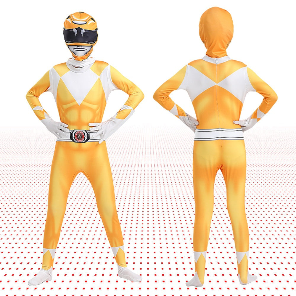 Dino Team Bodysuit Cosplay Costume Full Coverage Elastic Printed Suit Halloween Stage Performance Outfit