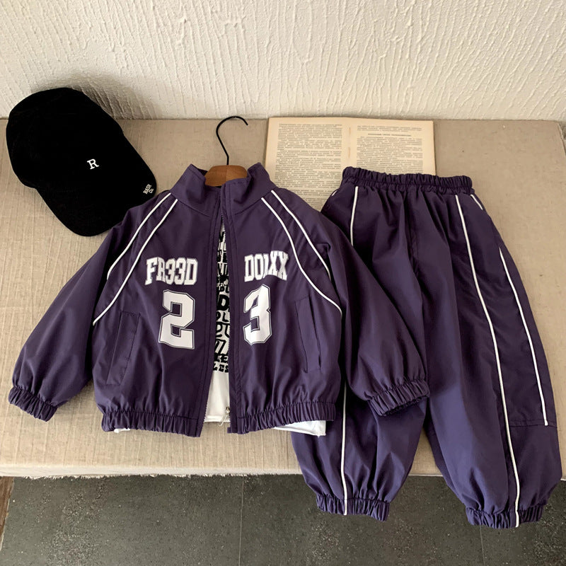 Male baby spring and autumn sports jacket set