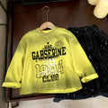 Printed top children's round neck loose hoodie long sleeved