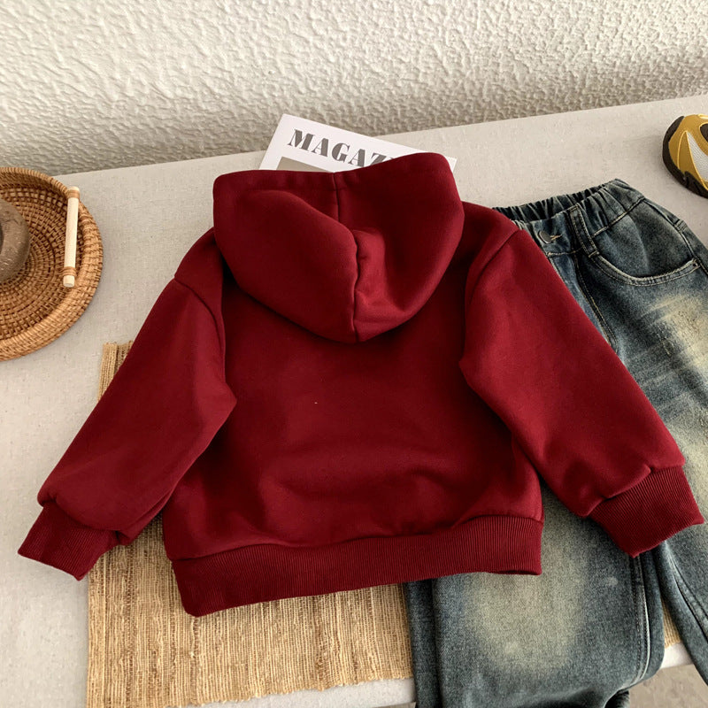 Girls' Velvet Top Children's Autumn/Winter Baby Hoodie