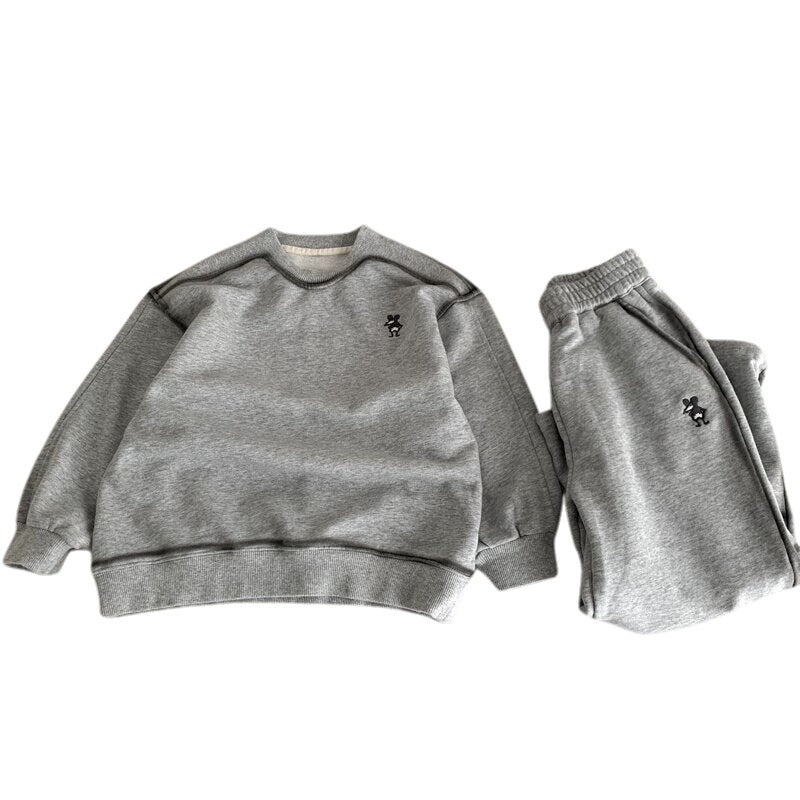 Embroidered knitted sweatshirt and pants two-piece set