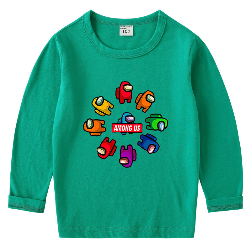 Children's cotton T-shirt with round neck and long sleeved base