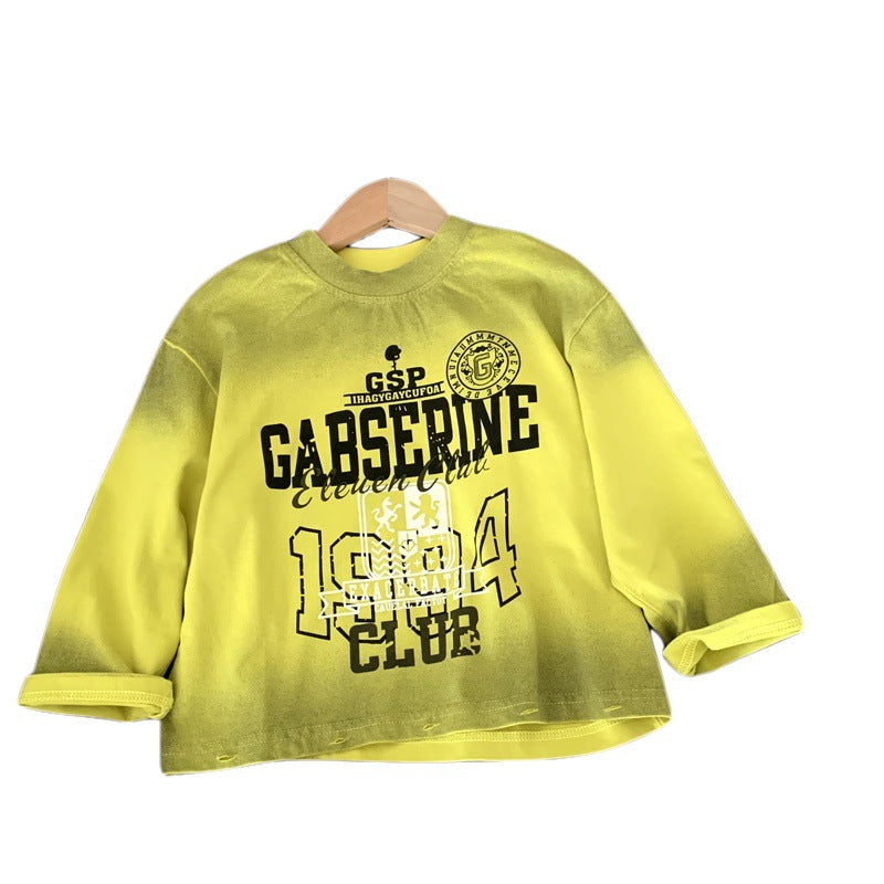 Printed top children's round neck loose hoodie long sleeved