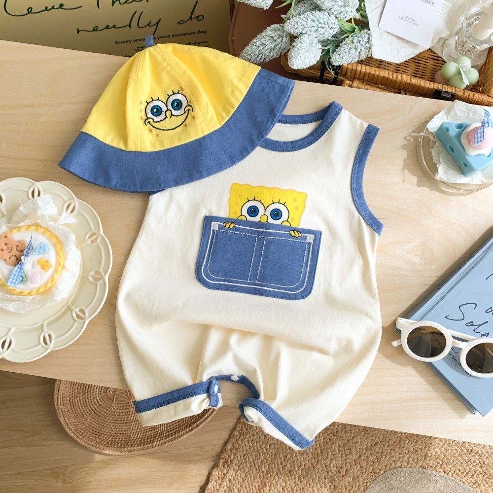 Baby Cute Cartoon Onesie Lightweight Sleeveless Bodysuit Outfit