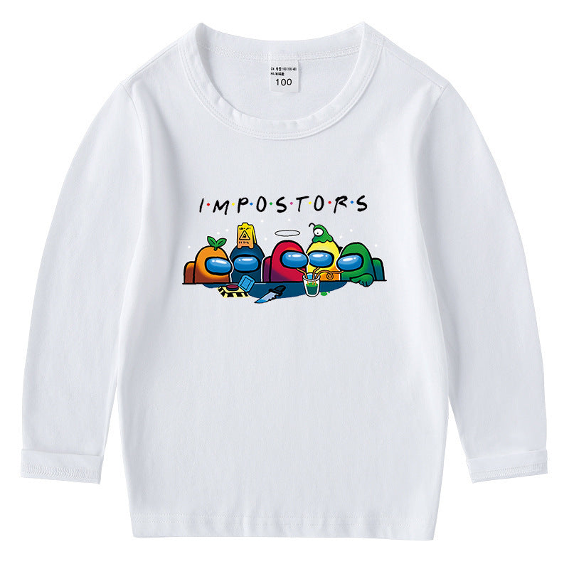 Children's cotton T-shirt with round neck and long sleeved base
