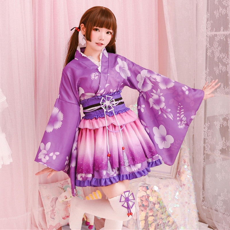 All Members LoveLive Summer Festival Yukata Kimono Modified Short Style Gokuraku Joudo Dance Cosplay Daily Wear Clothing