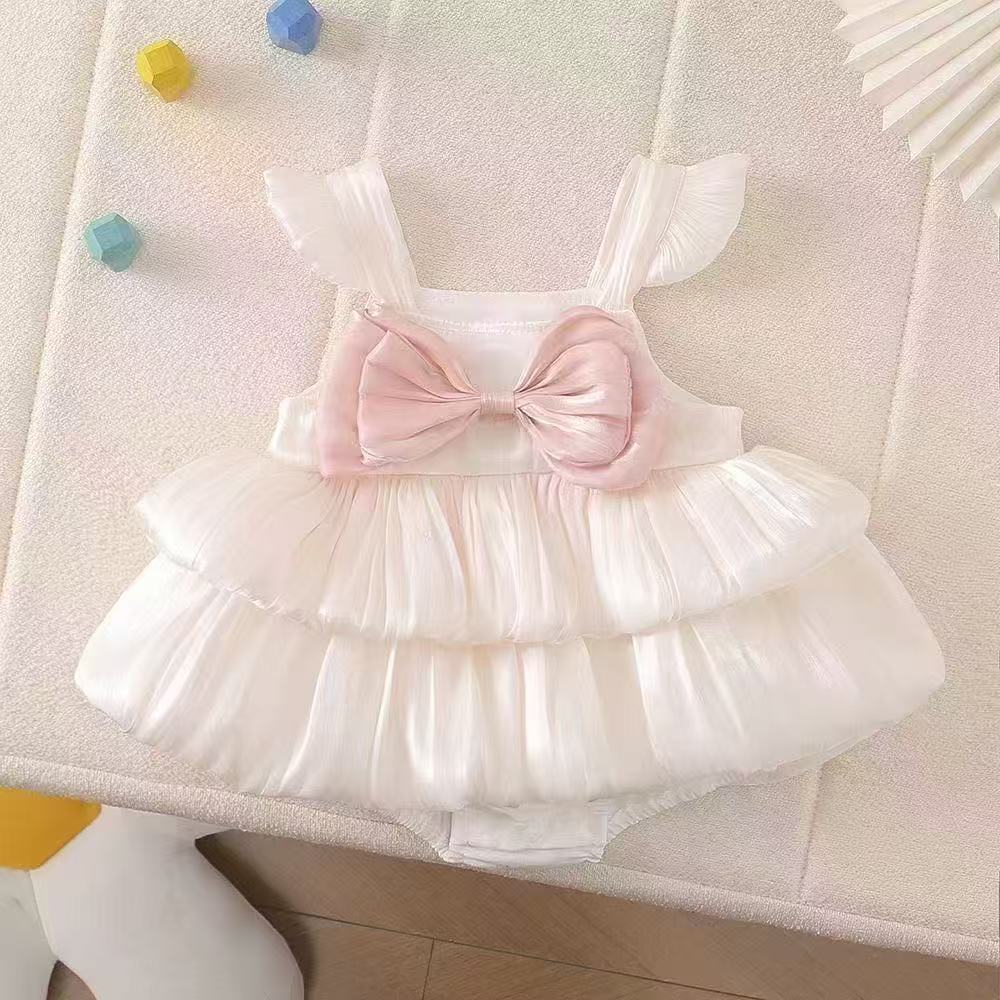 Baby Girl 100-Day Full Moon Celebration Cute Princess Sleeveless Dress Formal Wear