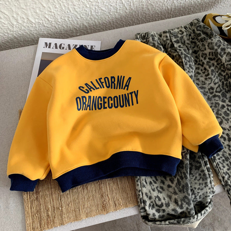 Boys' fleece hoodie and children's winter clothing