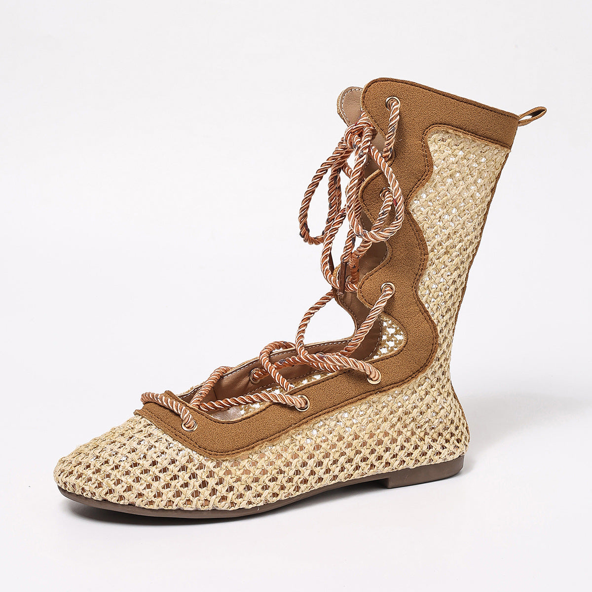 Botas Media Caña Elegantes con Malla y Encaje – Mujer Talle Grande