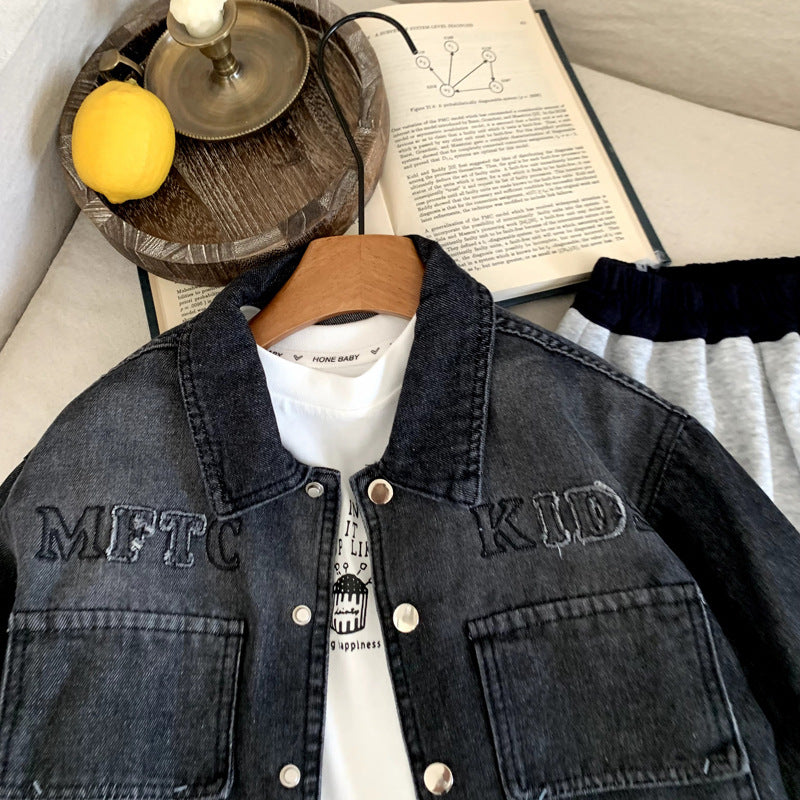 Girls' denim jacket versatile gradient jacket
