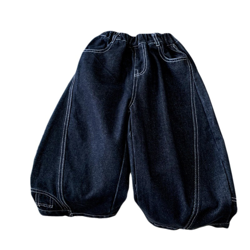 Children's versatile original color jeans