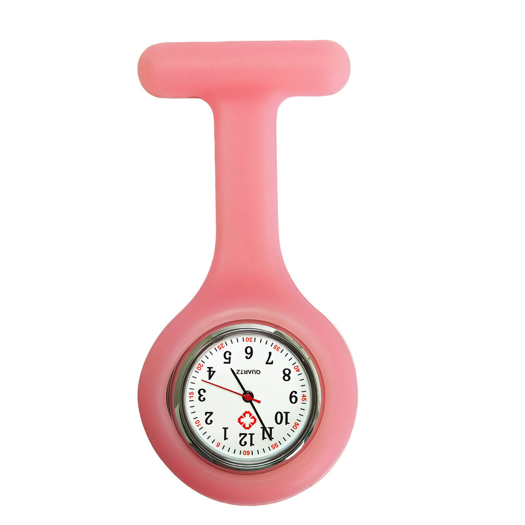 Colorful Silicone Nurse Solid Color Student Exam Pocket Watch Simple Chest Watch Round