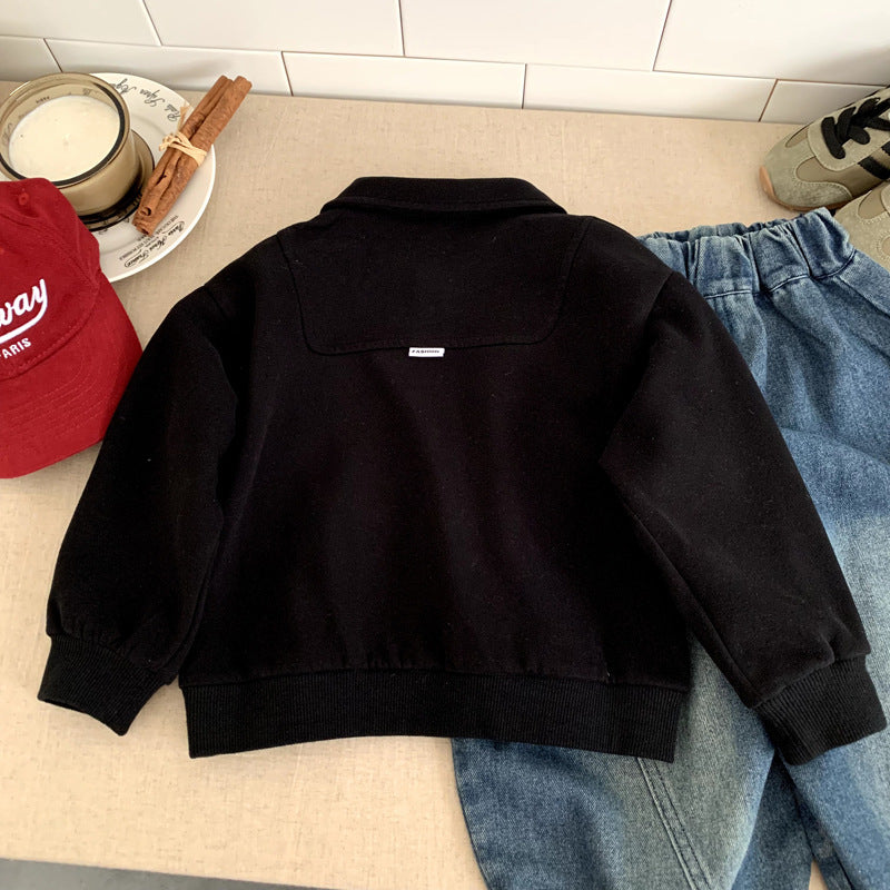 Polo shirt long sleeved lapel sweatshirt for baby girls