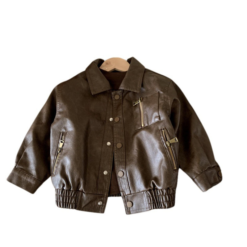 Boys' outerwear autumn baby leather jacket