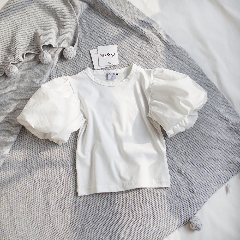 Girls Lantern Sleeve T-Shirt Dress Kids Sweet and Cool Knit Top