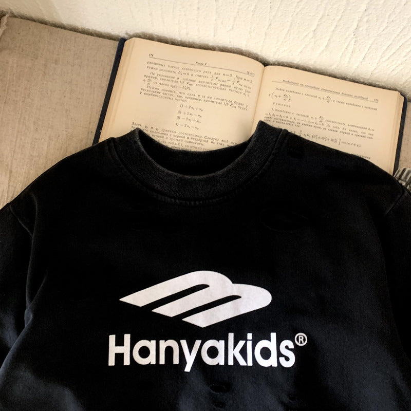 Boys' autumn outfit vintage letter versatile base shirt