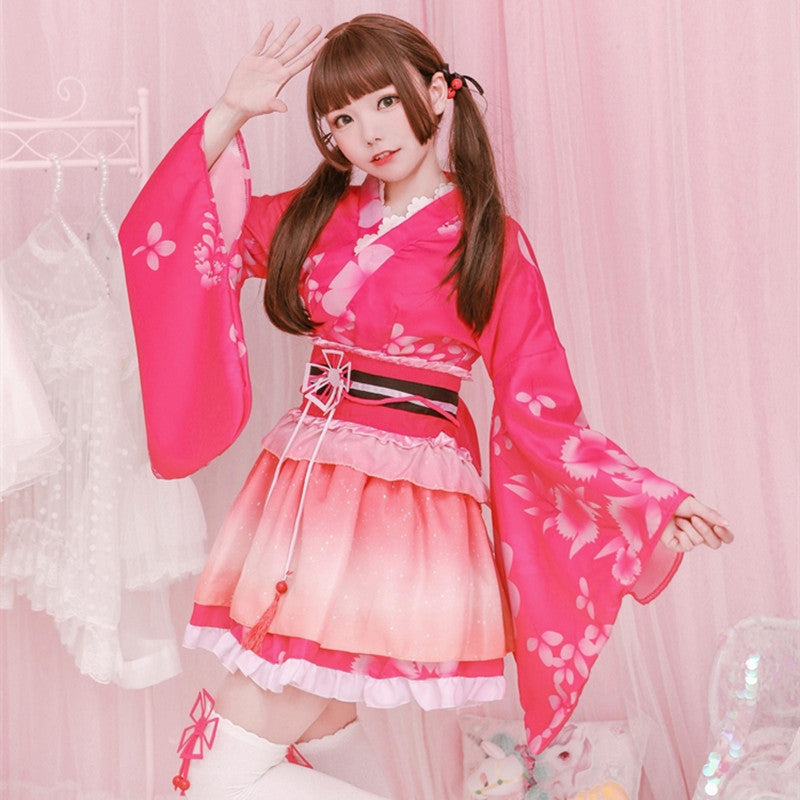 All Members LoveLive Summer Festival Yukata Kimono Modified Short Style Gokuraku Joudo Dance Cosplay Daily Wear Clothing