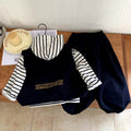 Boys' embroidered letter hooded vest sweatshirt pants three piece set