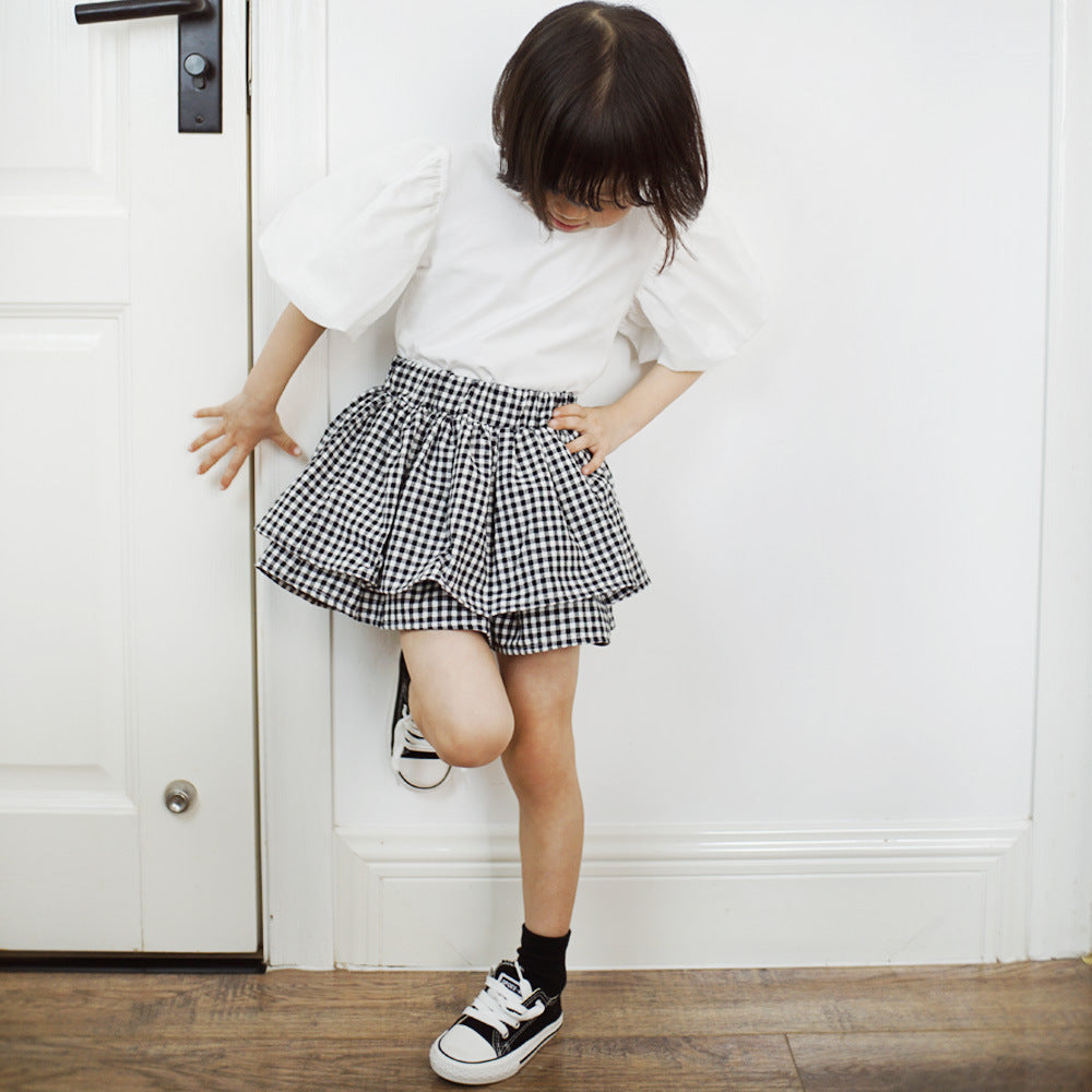 Girls Lantern Sleeve T-Shirt Dress Kids Sweet and Cool Knit Top