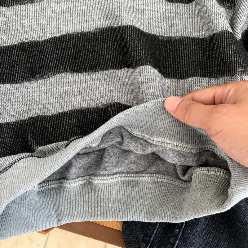 Children's versatile striped undershirt sweatshirt for girls