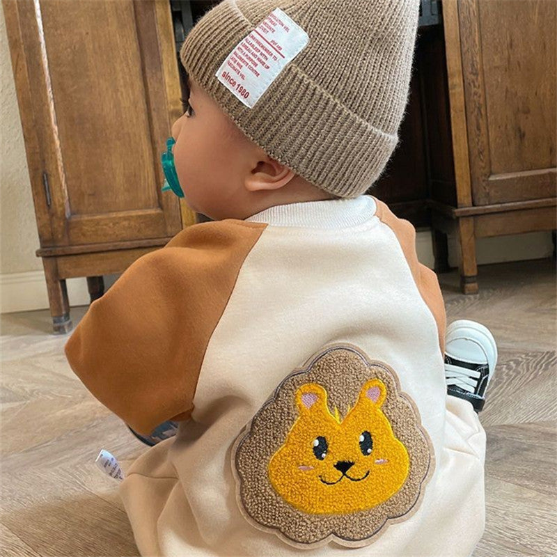 Baby Bodysuit  Fleece-Lined Warm Unisex Infant Cute Cartoon Romper Outfit