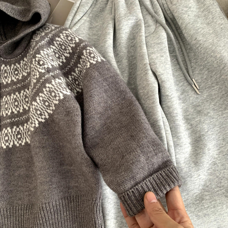 Children's knitted cardigan jacket for autumn and winter
