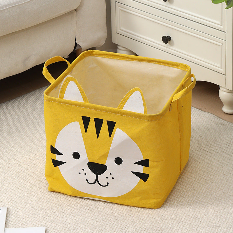 Fabric Cartoon Kids' Toy Storage Bin, Foldable Clothing Organizer & Laundry Hamper, Creative Living Room Storage Basket