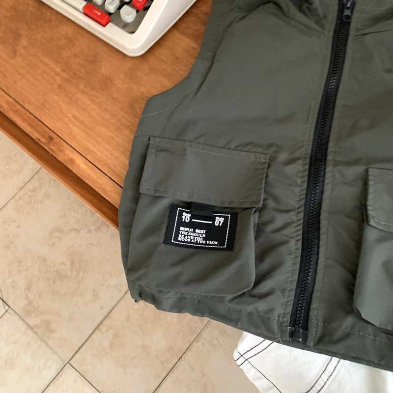 Children's workwear vest hooded jacket