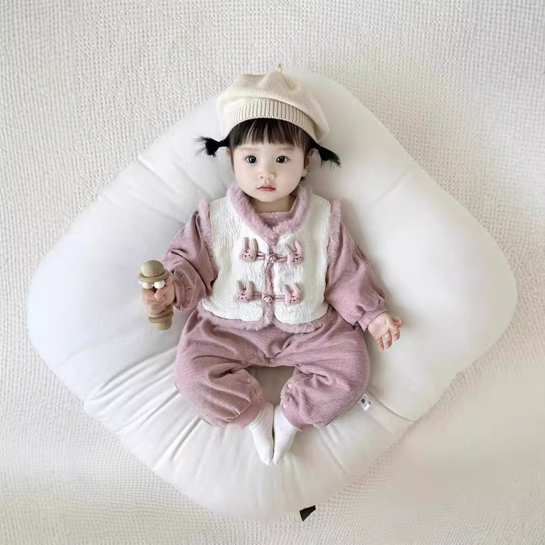 Baby One-Piece Fleece-lined Outfit Cotton-padded Warm Romper