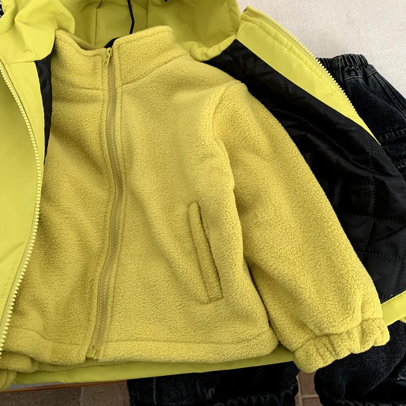 Children's Velvet Charge Coat 3-in-1 Boys' Autumn/Winter Cotton Jacket