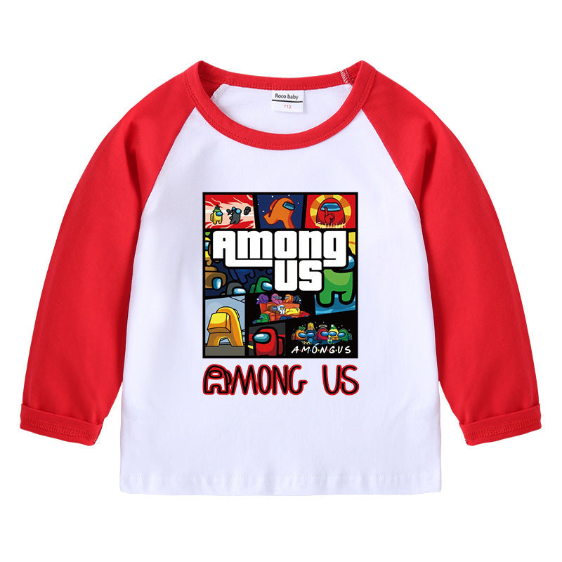 Children's T-shirt with round neck cartoon long sleeves
