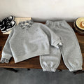Boys' autumn hoodie set children's checkered collar hoodie
