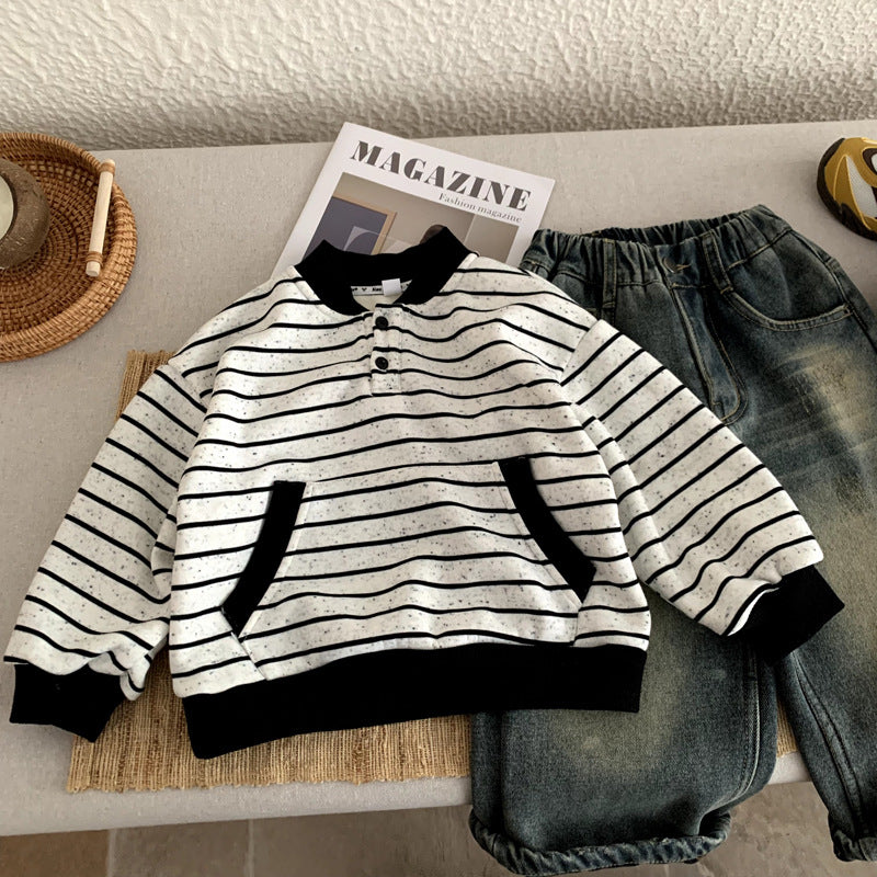 Boys' hoodie and children's top with added velvet
