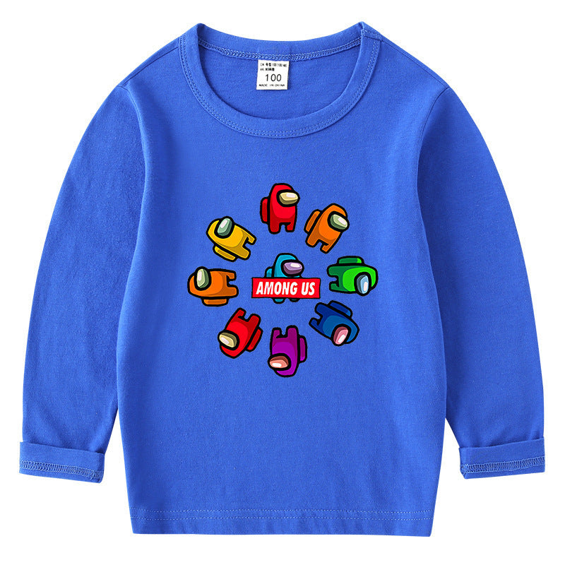 Children's cotton T-shirt with round neck and long sleeved base