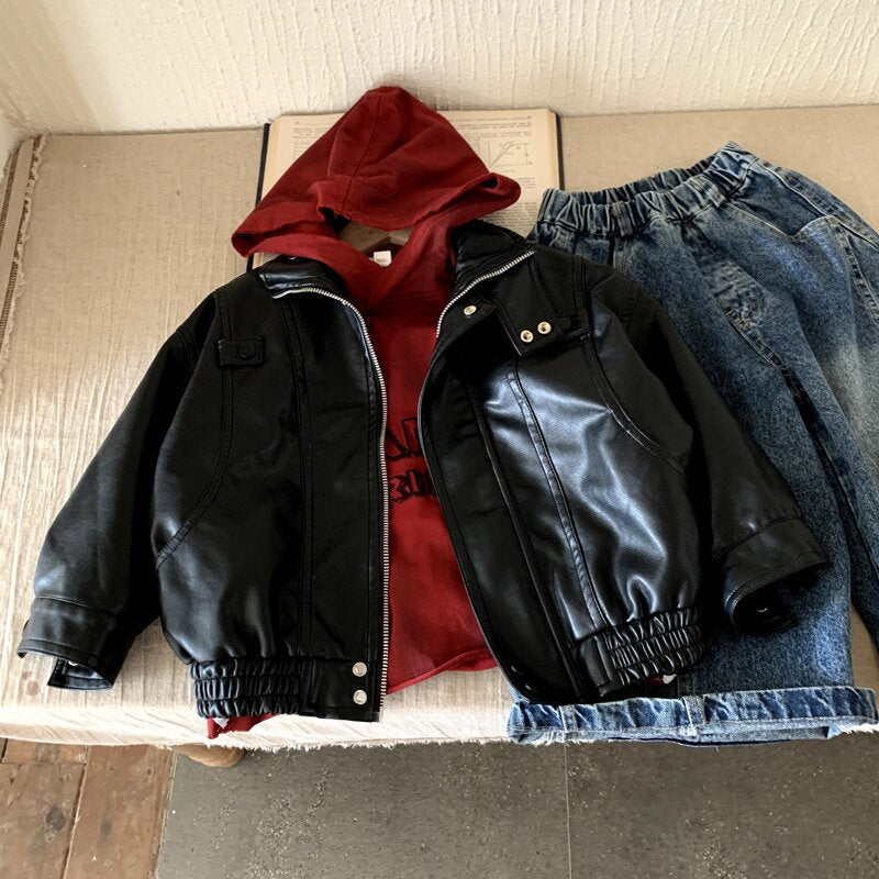 Children's clothing retro motorcycle jacket for boys